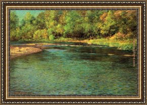 Julius Adam Framed Paintings - Iredescence of a Shallow Stream by John Ottis Adams