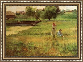 Julius Adam Framed Paintings - Summertime 1890 by John Ottis Adams