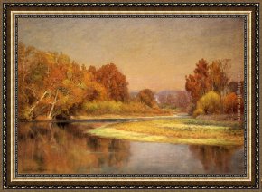 Julius Adam Framed Paintings - Sycamores on the Whitewater by John Ottis Adams