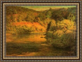 Bank Framed Paintings - The Ebb of Day aka The Bank by John Ottis Adams
