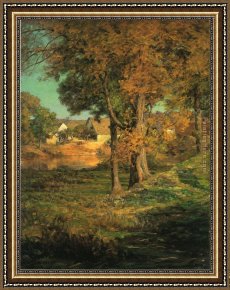 Cattle in a Pasture Framed Paintings - Thornberry's Pasture Brooklyn Indiana by John Ottis Adams