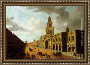 Study for The Destruction of The Royal Exchange in 1838 Framed Paintings - View Of The Royal Exchange, Cornhill, St Paul's Cathedral Beyond by John Paul