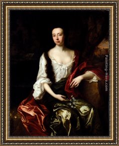 The Martyrdom of St Margaret Framed Paintings - Portrait Of Thomas Brotherton Wife, Margaret by John Riley