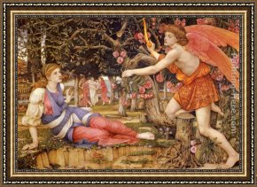 Stanhope Framed Paintings - Love and the Maiden by John Roddam Spencer Stanhope