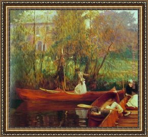 The Hunting Party Framed Paintings - A Boating Party by John Singer Sargent