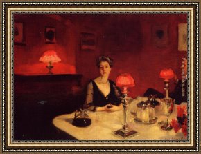 The Night Before Christmas Framed Paintings - A Dinner Table at Night by John Singer Sargent