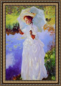 Lady in Her Boudoir Framed Paintings - A Morning Walk lady by John Singer Sargent