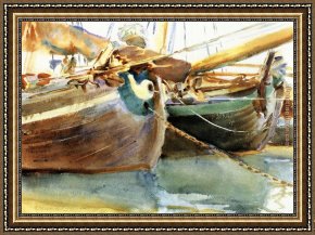 Boat Framed Paintings - Boats Venice by John Singer Sargent