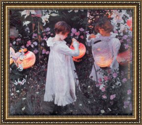Park of Rose Framed Paintings - Carnation, Lily, Lily, Rose by John Singer Sargent