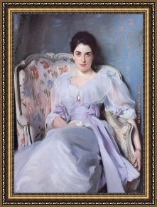 Lady in Her Boudoir Framed Paintings - Lady Agnew by John Singer Sargent