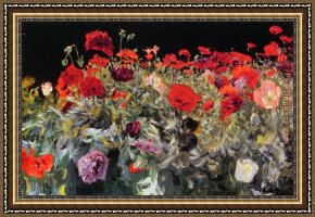 Mountain Poppies III Framed Paintings - Sargent  Poppies by John Singer Sargent