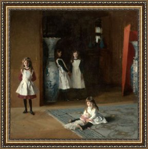 Edward Stott Framed Paintings - The Daughters of Edward Darley Boit by John Singer Sargent