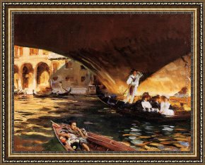 Canal Framed Paintings - The Rialto Grand Canal by John Singer Sargent