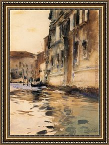 A Venetian Balcony Framed Paintings - Venetian Canal Palazzo Corner by John Singer Sargent