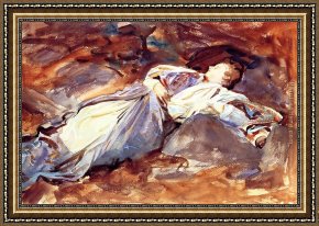 Sleeping Framed Paintings - Violet Sleeping by John Singer Sargent