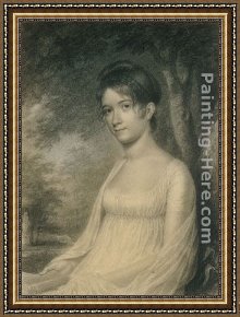 The Gamekeepers Daughter Framed Paintings - Sarah Russell Church (daughter of Edward Church) by John Vanderlyn