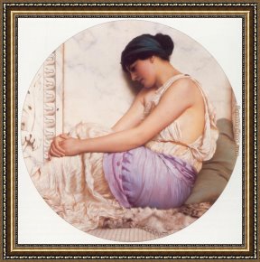 John William Godward Framed Paintings - A Grecian Girl by John William Godward