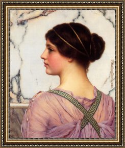 John William Godward Framed Paintings - A Grecian Lovely by John William Godward