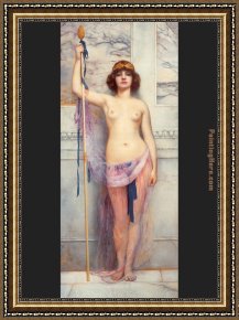 John William Godward Framed Paintings - A Priestess by John William Godward
