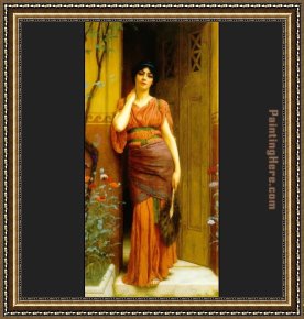 Peasants at Their Cottage Door Framed Paintings - At the Garden Door by John William Godward