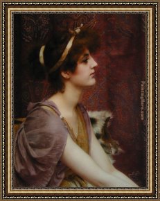 Classical Framed Paintings - Classical Beauty cropped by John William Godward