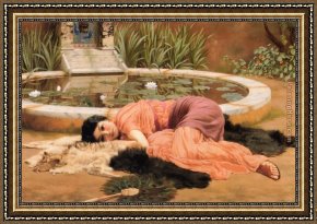 John Murray Framed Paintings - Dolce far niente by John William Godward