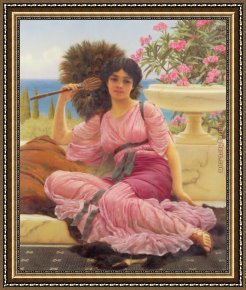 John William Godward Framed Paintings - Flabellifera by John William Godward