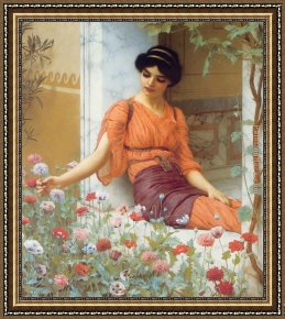 Summer Framed Paintings - Summer Flowers by John William Godward