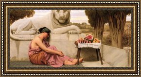 El Vendador De Alcatraces (the Vendor of Alcatraces) Framed Paintings - The Fruit Vendor by John William Godward