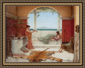 Summer Framed Paintings - The Sweet Siesta of a Summer Day by John William Godward