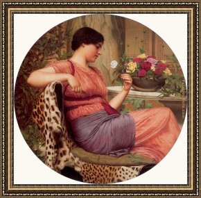 A Little Prince Likely in Time to Bless a Royal Throne Framed Paintings - The Time of Roses by John William Godward