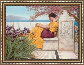 Those Blossoms You Gave So Freely 1 Framed Paintings - Under the Blossom that Hangs on the Bough by John William Godward