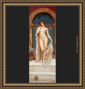 Venus in Front of The Mirror Framed Paintings - Venus at the Bath by John William Godward