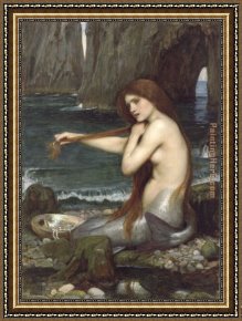 John Murray Framed Paintings - A Mermaid by John William Waterhouse