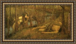 Waterhouse Framed Paintings - A Naiad by John William Waterhouse