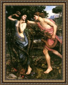 Apollo Framed Paintings - Apollo and Daphne by John William Waterhouse