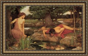 John Murray Framed Paintings - Echo and Narcissus by John William Waterhouse