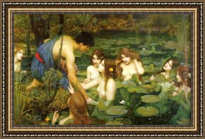 John Murray Framed Paintings - Hylas and the Nymphs by John William Waterhouse