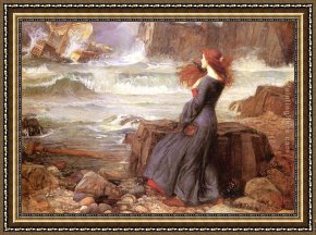 John Murray Framed Paintings - Miranda - The Tempest by John William Waterhouse