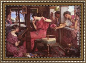 The Suitor Framed Paintings - Penelope and the Suitors by John William Waterhouse