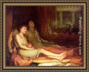 The Death of Demosthenes Framed Paintings - Sleep and His Half Brother Death by John William Waterhouse