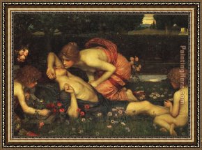 Waterhouse Framed Paintings - The Awakening of Adonis by John William Waterhouse