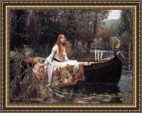 Lady in Her Boudoir Framed Paintings - The Lady of Shalott by John William Waterhouse