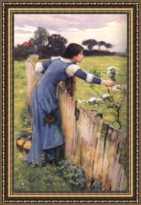 Waterhouse Gather Flower Girls Framed Paintings - waterhouse The Flower Picker by John William Waterhouse