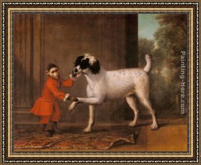 Her Favorite Book Framed Paintings - A Favorite Poodle And Monkey Belonging To Thomas Osborne, The 4th Duke of Leeds by John Wootton