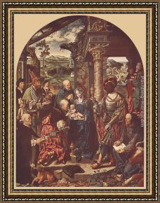 Triptych of The Adoration of The Magi Framed Paintings - Adoration of the Magi by Joos van Cleve
