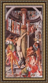 Flagellation Framed Paintings - Flagellation of Christ by Jorg Ratgeb
