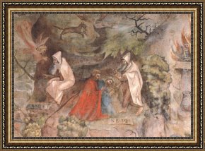 An Angel Awakens The Prophet Elijah Framed Paintings - Scenes from the Life of Prophet Elijah by Jorg Ratgeb