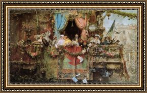 Carnival of Harlequin Framed Paintings - A Carnival In Rome by Jose Benlliure y Gil