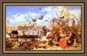 Maggiore Framed Paintings - An Outing To The Island Of San Giorgio Maggiore by Jose Benlliure y Gil